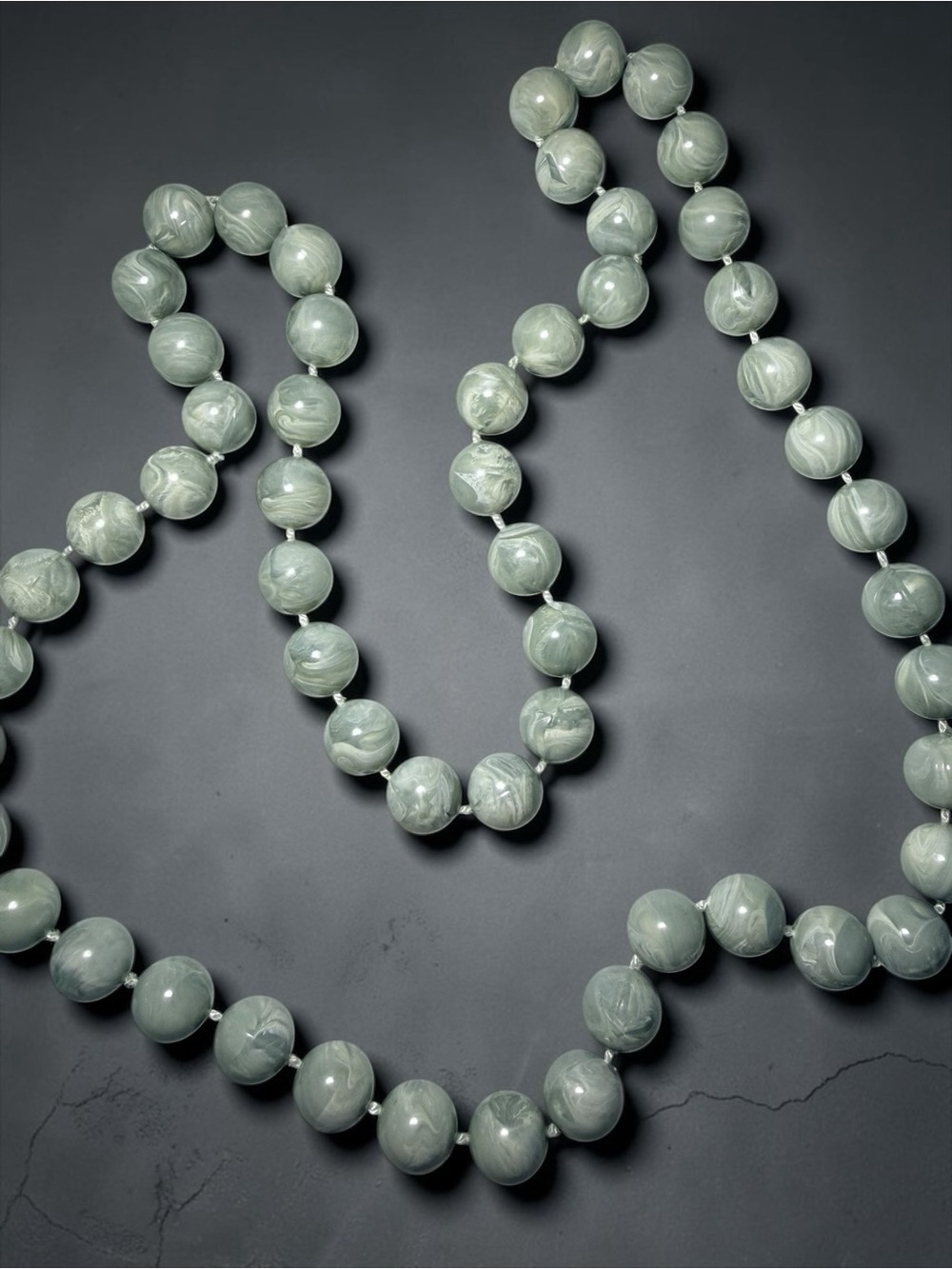 Elegant Green Marble Bead Necklace - Women Jewelry